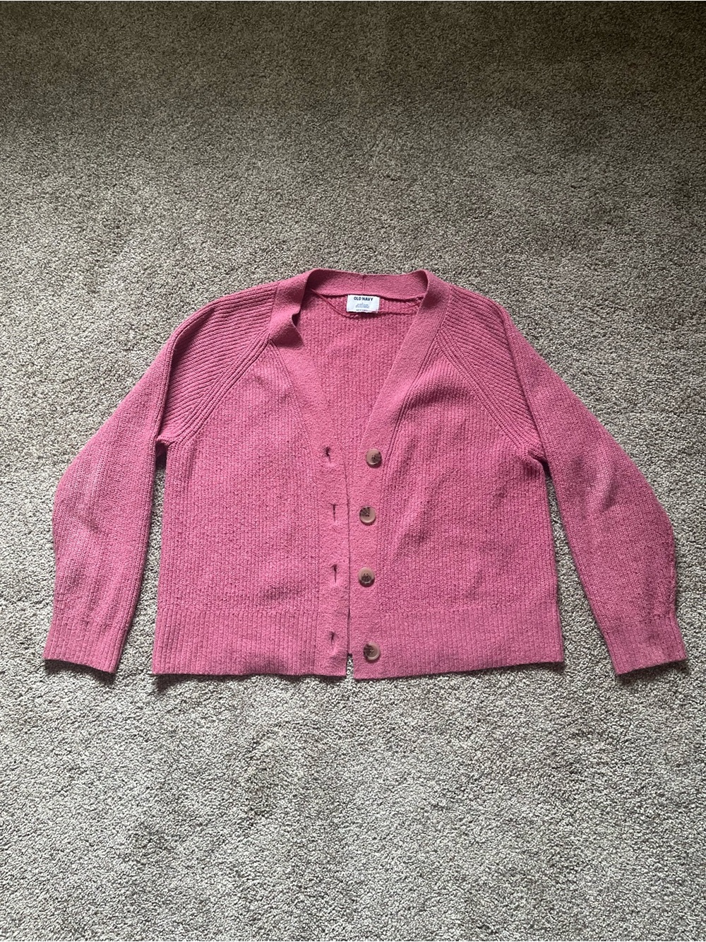 Old Navy Bright Pink Button-Front V-Neck Cardigan